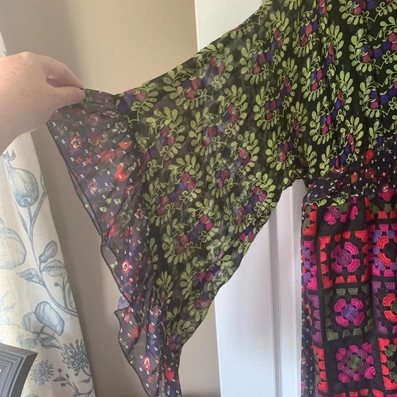 Anna Sui Floral Patchwork Mini Dress - Green and Pink - Picture 5 of 13